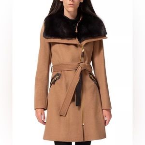 Via Spiga wool faux fur trench coat in camel size 4